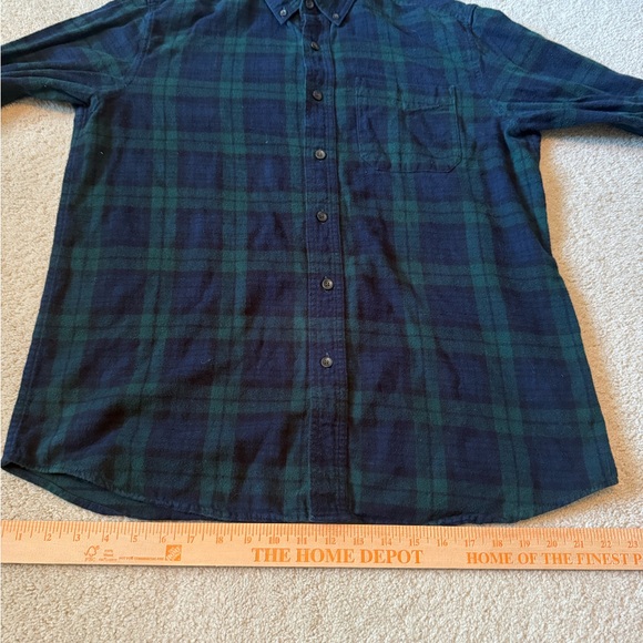 Vintage LL Bean Trad. Fit Plaid Cotton Flannel Pockets Green Blue Men's Medium - Picture 9 of 9